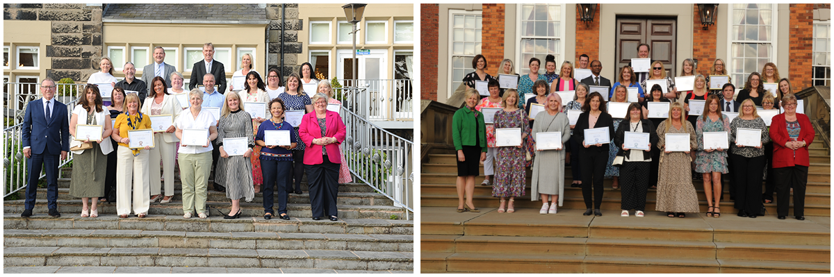Montage of staff receiving long service awards